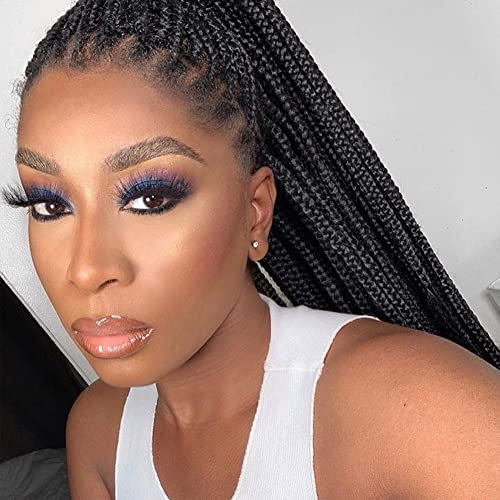 AFBeauty Schwarze geflochtene Kunsthaarperücke für Damen, lang, schwarz, mikrogeflochten, weiche Perücke, hitzebeständige Faser, täglich geflochtene Spitzen-Perücke