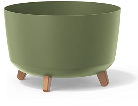Pot de fleurs bas 21,5L avec pieds amovibles et insert 390 mm, vert
