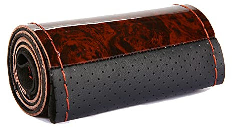 ihreesy Atmungsaktiv Auto Lenkradbezug,Universal Auto Lenkradabdeckung Mikrofaser Leder Lenkradhülle Anti Rutsch Lenkradschutz Damen Herren Lenkradschoner Durchmesser 38 cm/15 Zoll,Braun