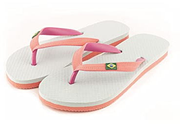 Infradito da donna, sandali, adulto, logo Brasile, comode, per la piscina, la spiaggia, la casa, la doccia. eccetera (Blu e Rosa, numeric_36)