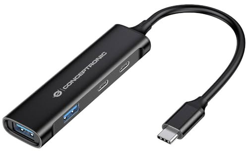Conceptronic HUBBIES12B 4-Port USB 3.2 Gen 1 Hub, USB-C x 2, USB-A x 2, Aluminiumgehäuse