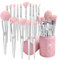 Bueart Design Lot de 15 pinceaux de maquillage élégants et ultra doux avec porte-pinceaux, fond de teint, poudre, blush, contour (rose argenté + support)