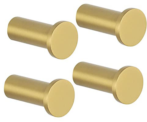 SAYAYO 4PCS Coat Hooks Wall Mounted SUS304 Stainless Steel Door Hook for Hanging Towels Wall Hooks for Bathroom Heavy Duty Brushed Gold, EGOY001Y-G-4P