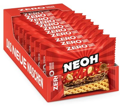NEOH Haselnuss-Knusperwaffeln | 1g Zucker, 95 kcal, 21g | Keto-freundlich, Low-Carb, ballaststoffreich | Die neue Alternative zu traditionellen Süßigkeiten | 12x21g Packung