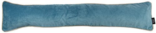 McAlister Textiles Matter Samt | Zugluftstopper mit Füllung | 18cm x 120cm in hellem Blau | wachbarer Deko Windstopper Kissen für Fenster, Türen im Designer Plüsch
