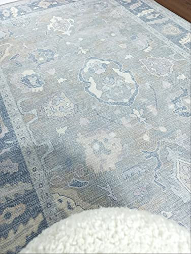 Fame Rugs Grauer moderner Oushak-Teppich, Vintage, türkisch, bunt, orientalisch, waschbar, antik-inspiriert, große Flächenteppiche, luxuriös, Wohnzimmer, Schlafzimmer (389 GB, 2,1 x 3,4 m)