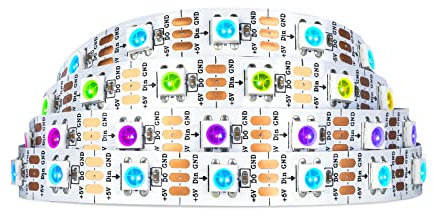SEZO WS2812B ECO 1M 60LEDs DC5V Einzeln Adressierbaren LED Streifen Individuell SMD5050 RGB 60 Pixel Traumfarbe Programmierbar Neopixel LED Lichtband Strip Flexible IP30 Nicht Wasserdicht Weiß PCB