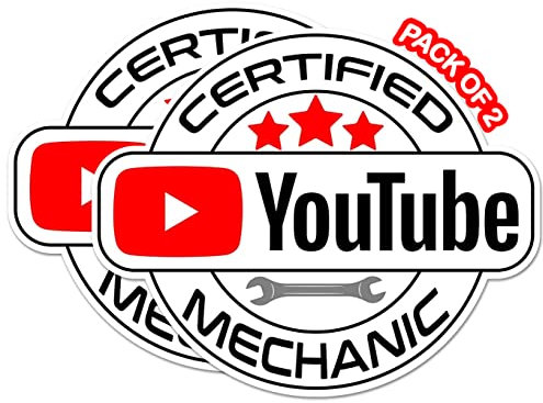 Zertifizierter YouTube-Mechaniker, lustiger Auto-Aufkleber, lustiger Aufkleber, für Auto, LKW, Van, SUV, Fenster, Wandbecher, Laptop, Becher, 2 Stück