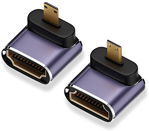 AreMe Lot de 2 adaptateurs micro HDMI 8K vers HDMI vers HDMI vers haut et bas à angle droit de 90 degrés pour Sony A6000, Raspberry Pi 4, GoPro Hero 7 et autres caméras de sport