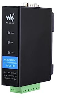 Waveshare RS232/RS485/RS422 to RJ45 Ethernet Converter Module, Industrial Rail-Mount Isolated Serial Server,TCP/IP to Serial Module,10 / 100M Auto-Negotiation RJ45 Connector