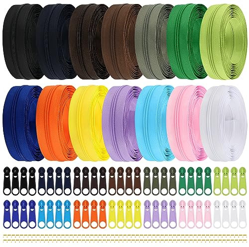 DOITEM 39,2 m Reißverschlüsse Nylon Endlos Reißverschluss Set mit Schieber und Reißverschluss zum Nähen und Basteln - 14 Farben