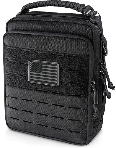 WYNEX Tactical Molle Admin Organizer, Utility EDC Modular Tool Pouch of Double Layer Design Medical EMT Attachment Bag Large Capacity with Elastic Webbing Insert Panel