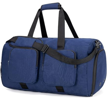 ecosmile Reisetaschen, Turnbeutel, Reisetasche, Duffle-Tasche für Herren, faltbar, Wochenendtaschen für Damen und Herren, mit verstellbarem Schultergurt, Blau, 40L