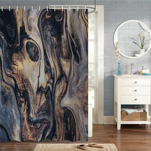 MIRRORANG 150x180cm Résumé Moderne Rideau De Douche Crâne Tordu Rideau De Douche pour Salle De Bain Tissu Polyester Imperméable Ensemble avec Crochets