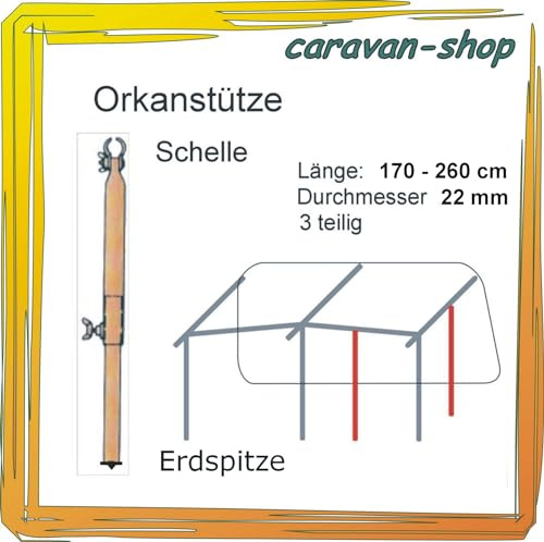 Orkanstütze 22 mm Sturmstütze Zelt-Stange Zeltgestänge Zeltstangen Vorzelt Wohnwagen Caravan