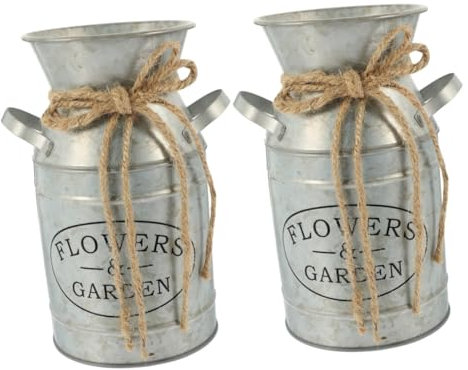 MAGICLULU 2stücke Vintage Metall Blumentopf Rustikaler Eimer Für Trockenblumen Dekorative Pflanzgefäße Für Garten Küche Und Handgefertigter Blumentopf