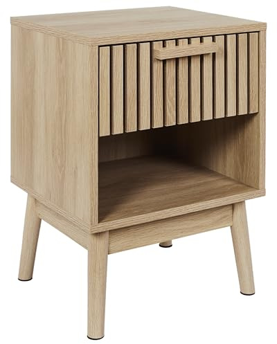 HOME DECO FACTORY Wandregal Würfel 3er-Set Hängeregal Weiß | Nachttisch Klaus aus Holzwerkstoff, praktische Schublade, schlichtes Design, für Schlaf- oder Wohnzimmer, beige