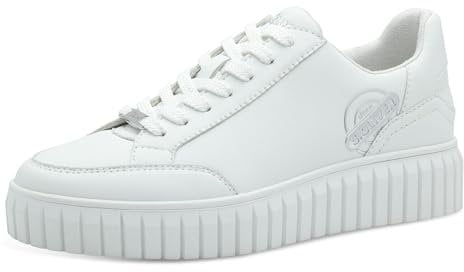 s.Oliver Damen Sneaker flach Low Top Vegan, Weiß (White), 41 EU