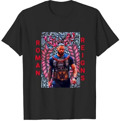 Roman Reigns T-Shirt Black Cotton Unisex Short Sleeve T-Shirt S-2345Xl