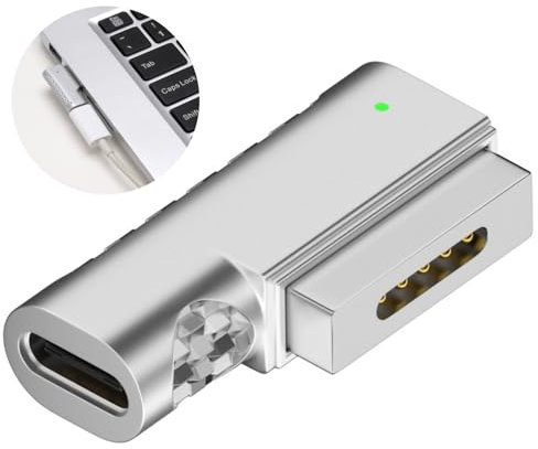 USB C To Magnetic Adapter, T-Head Straight Type-C Magnetic Suction Interface PD 100W Power Fast Charging Connector C Type Adapter for Magsafe Compatible with 2013-2015 MacBook Air Pro