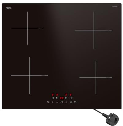 STARCHARTS Plug-in Induction Hob, Matte Black, 13amp Plug and Play, 3000W, 4 zone electric cooktops with boost