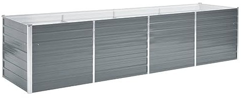Festnight Hochbeet Metall 320x80x77 cm Hochbeete für Garten Balkon Terrasse Kräuterbeet Gemüsebeet Verzinkter Stahl Hochbeet Groß Grau