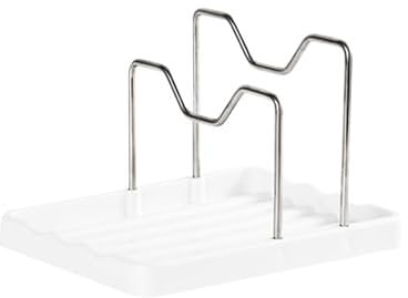 Cooking Spoon Rest with Lid Holder, Pan Lid Holder with Drip Pad, Pan Lid Organiser for Ladles, Tongs, Spatula, Spoon Holder Kitchen Rest Black