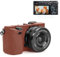 TYUANDOUER A6400 A6300 A6100 Camera Case & LCD Screen Protector Accessories Kit, Soft Silicone Case for Sony Alpha A6400 A6300 A6100 Digital Camera, Body Cover with Grip - Dark Brown