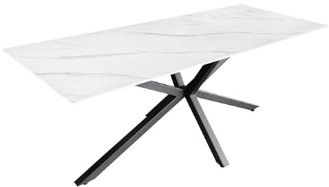 Riess Ambiente Esstisch Galaxie 160cm - schwarz weiß - Keramik | 6 Sitzplätze, hochwertig, stabile Konstruktion, wohnlicher Look, sicherer Stand, widerstandsfähig, Metallgestell