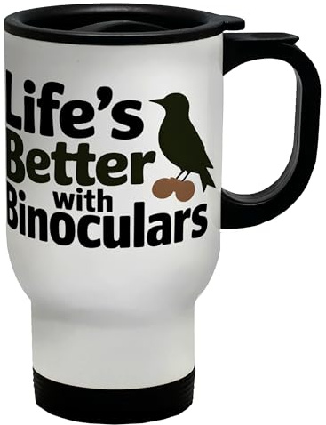 Shopagift Life's Better with Binoculars Bird Watching Travel Mug Stainless Steel 14oz Cup