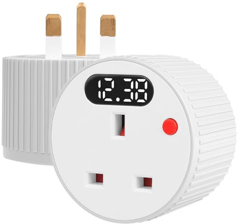 SGZIOO Timer Socket UK with LED Display, 1 Minute 24 Hour Digital Timer Plug Socket Uk,AC240V 13A 3120W,Rotating Countdown Plug for Lights, Lamps,Home Appliances