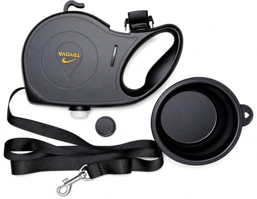 Laisse Chien 5 en 1 Multifonction – Laisse Résistante avec Gourde Intégrée, Gamelle Pliable, Distributeur de Sacs & Crochet – Accessoire Promenade Pratique