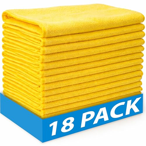 OS4U Microfiber Cloths Compatible with Kirkland Yellow 40.6 cm x 40.6 cm, Polishing, Buffing Microfibre, Cleaning & Wiping (18 Pack)