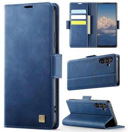 Teeirllim Coque pour Samsung Galaxy A34 5G, [RFID Blocage] Etui Protection Housse Premium en Cuir PU, Pochette de Portefeuille Etui à Rabat Flip Case pour Samsung Galaxy A34 5G, Bleu