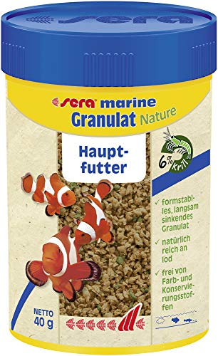 sera marine Granulat Nature 100 ml - Hauptfutter aus Granulat für Meerwasserfische, Meerwasser Futter mit sehr hoher Verwertbarkeit und somit weniger Algen