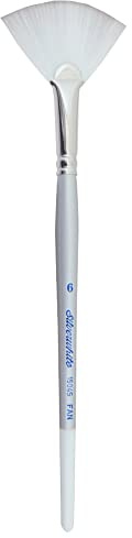 Silver Brush Limited Silverwhite Fan Watercolour Paintbrush, Size 6 | Short Handle, Acrylics, Gouache, Oil, Soft Fine Point Synthetic Bristle, Smoothing, Blending, Lifting, Softening Colours