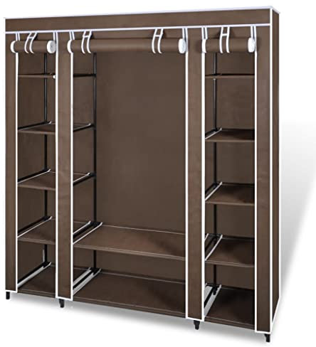 vidaXL Stoffschrank Braun Faltschrank Kleiderschrank Garderob Schrank Regal