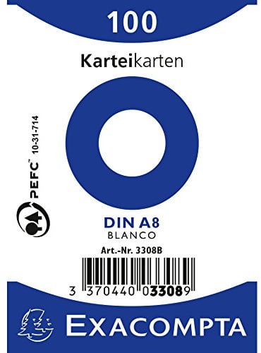 Exacompta 48 Packungen 100 Karteikarten Blanko in Folie 55 x 74 mm Weiß