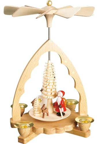 Richard Glaesser Pyramid - Santa, Deer and Snowman - 7.5 H X 5.25 W x 5.25 D