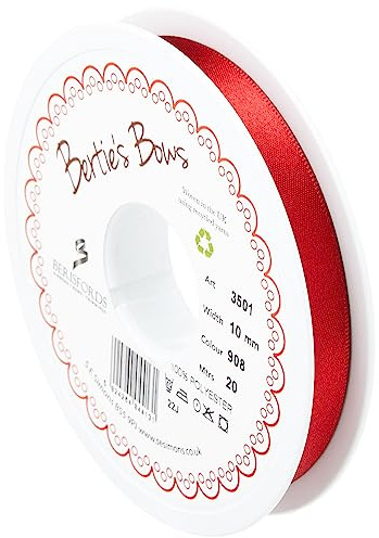 Berisfords Ruban Double Face en Satin de polysatin Rouge écarlate 10 mm