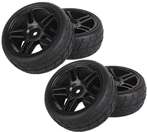 BQLZR 4PCS Rhombic Pattern Hub Wheel Rim&Tires 1:10 RC On-Road Racing Car
