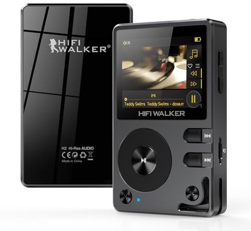 HIFI WALKER H2 MP3 Player mit Bluetooth 5.2, DSD DAC Hi-Res FLAC Player Verlustfreier Musikplayer, Tragbarer Digitaler Audioplayer mit 64GB Speiche, erweiterbarem Speicher auf bis zu 256 GB