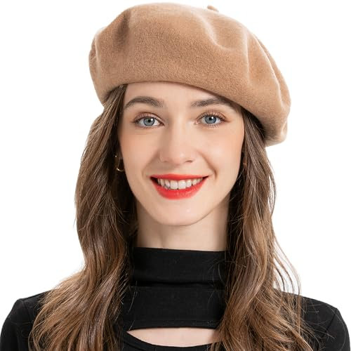 ZLYC Frauen Klassische Der Französische Künstler Baskenmütze Barett (Kamelhaarfarbe),Einheitsgröße
