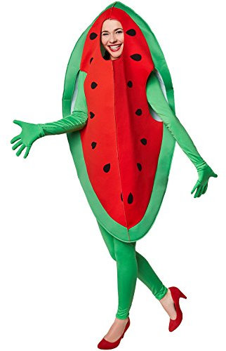 dressforfun Kostüm Wassermelone Wassermelonenkostüm | Ärmelloses Oberteil in Form eines Melonenstückes mit integrierter Kopfbedeckung | Inkl. Handschuhe (XL | Nr. 301645)