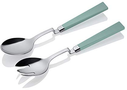 Keramikpool Salatbesteck Polyurethan - INOX Edelstahl mit Knick zum einhängen Spülmschinenfest (Mint)