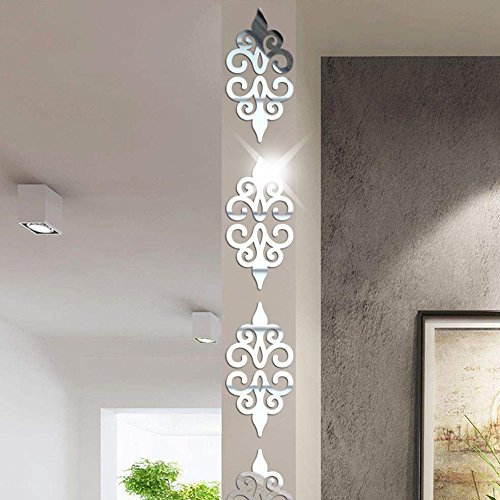 Sunday 3D Wandaufkleber Acryl Wandtattoo Wohnzimmer Schlafzimmer Home Decor Spiegel Wanddekoration (10 pcs, Silber)