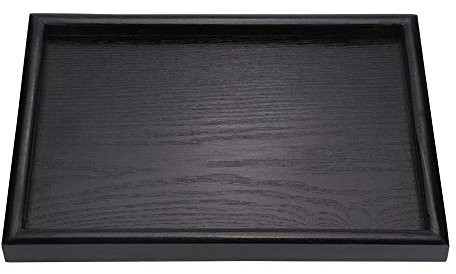 Plateau de Service Bois Massif Plateau de Noir Rectangulaire Plateau de des Repas pour thé Café Boissons Snack Assiette Plateau de Service(30 * 20 * 2cm)