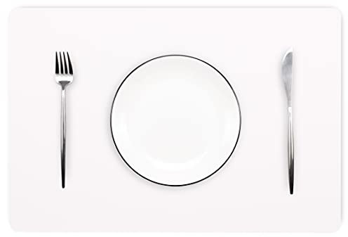 Jovono Abwischbare Tischsets 6er Set, Weiß, 45,2 x 30 cm, PU-Leder, EVA, Baumwolle, wasserdicht, hitzebeständig, leicht zu reinigen, rutschfest, perfekt für Esstisch, Küchentisch