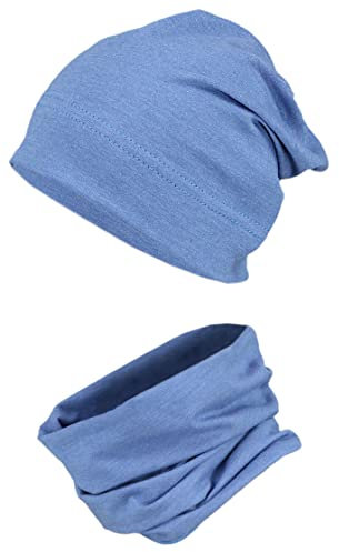 TupTam Jungen Beanie Mütze und Schlauchschal 2er Set, Farbe: Jeans, Hat Size: 56