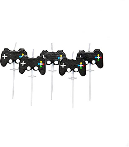 Anniversary House Gaming Controller Birthday Candles for Cakes, Black, Pack of 5, Celebration Cake Topper Decoration, 5.5 Centimeters, AHC243